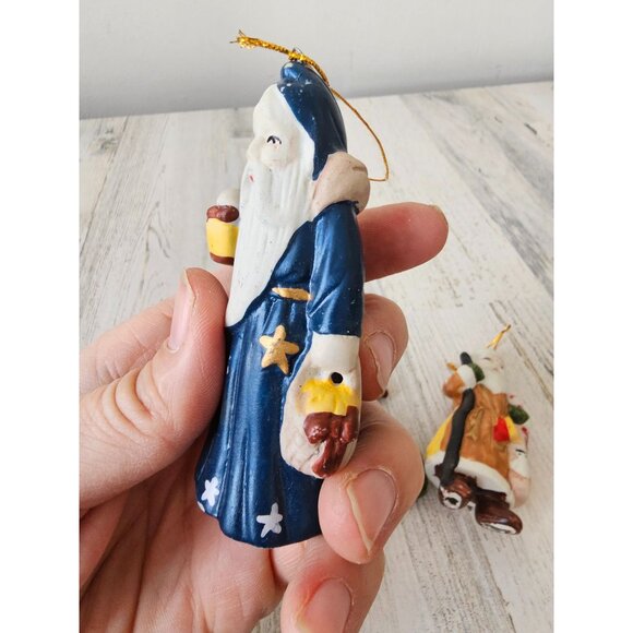 Porcelain Santa ornament sled elf set Xmas tree Santa's - Picture 11 of 13